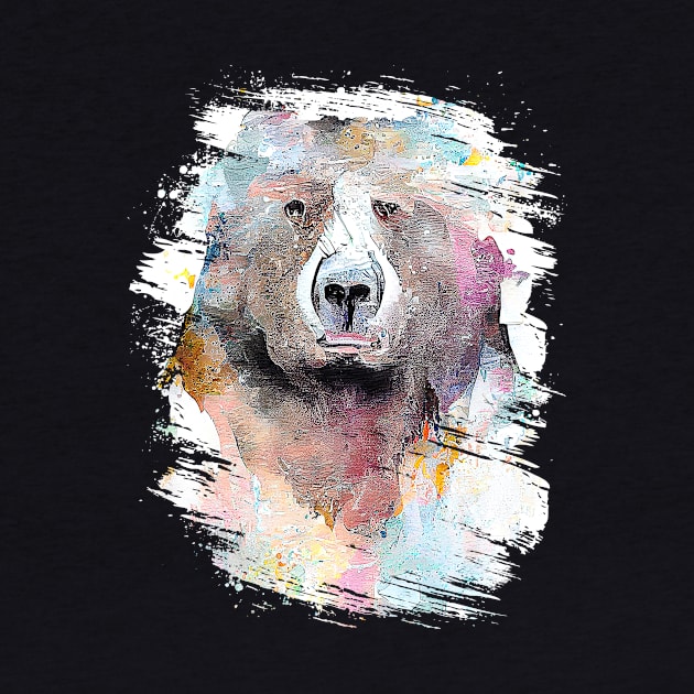 Bear Grizzly Wild Animal Nature Watercolor Art Painting by Cubebox